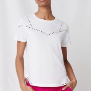 Maje Ladies White Studded‎ Cotton Shirt Size 1 Small